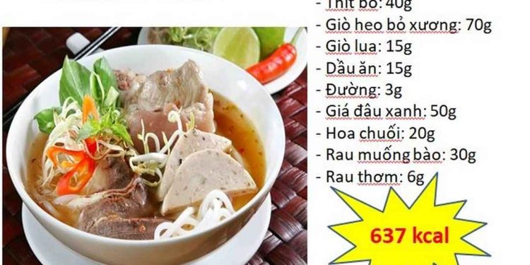 Tính dinh dưỡng của Bún bò Huế rất cao